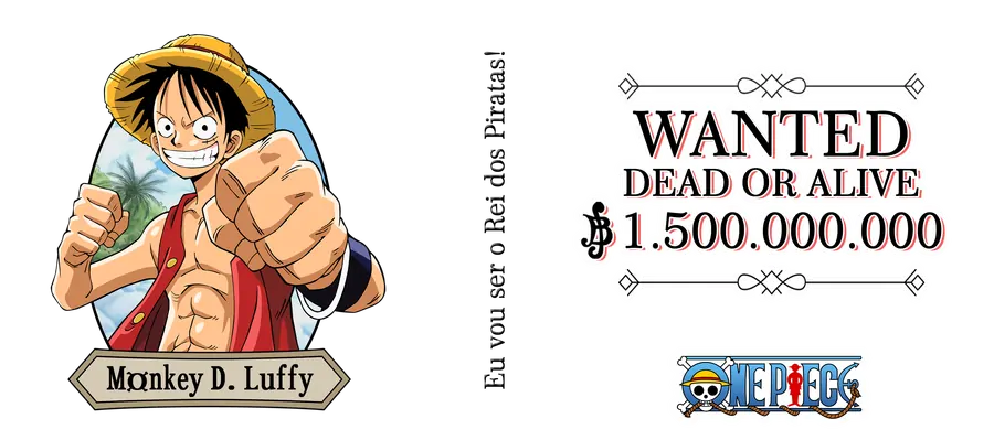 Luffy One Piece Wanted Cartaz PNG transparente