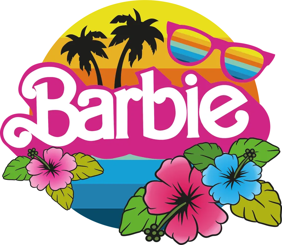 Logo Barbie Tropical com Flores PNG transparente
