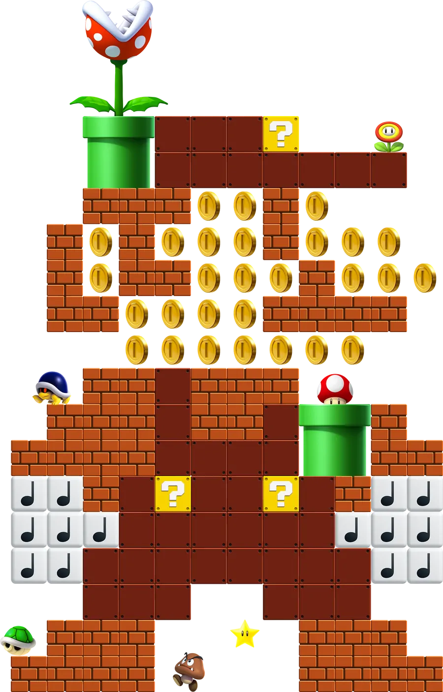 Cenário Super Mario com Blocos e Moedas PNG transparente