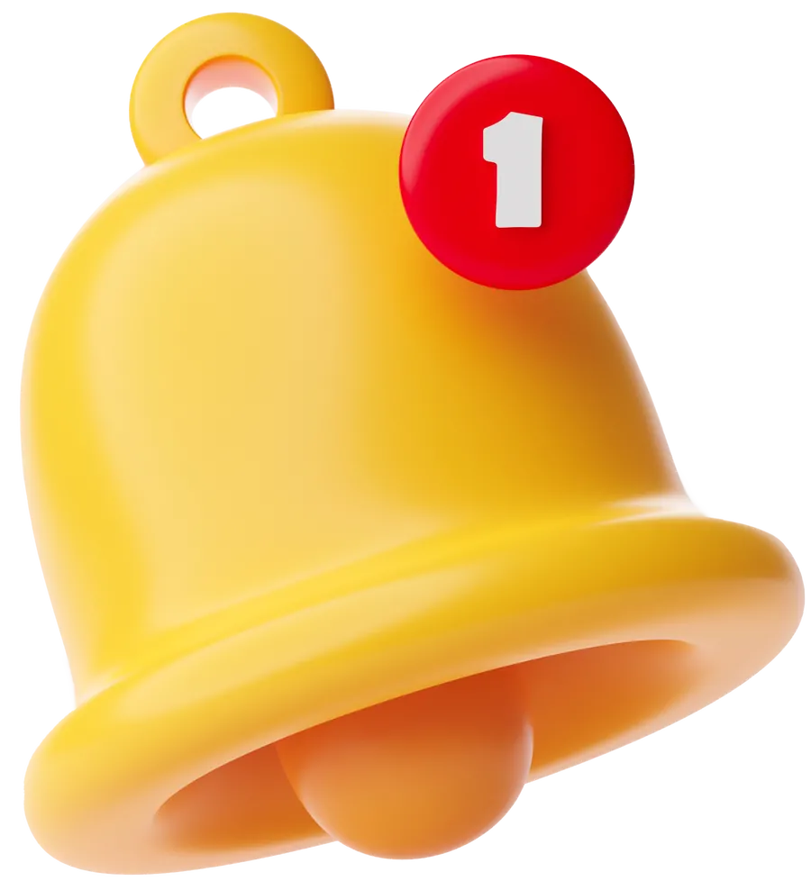 Sino Amarelo de Notificação 3D PNG transparente