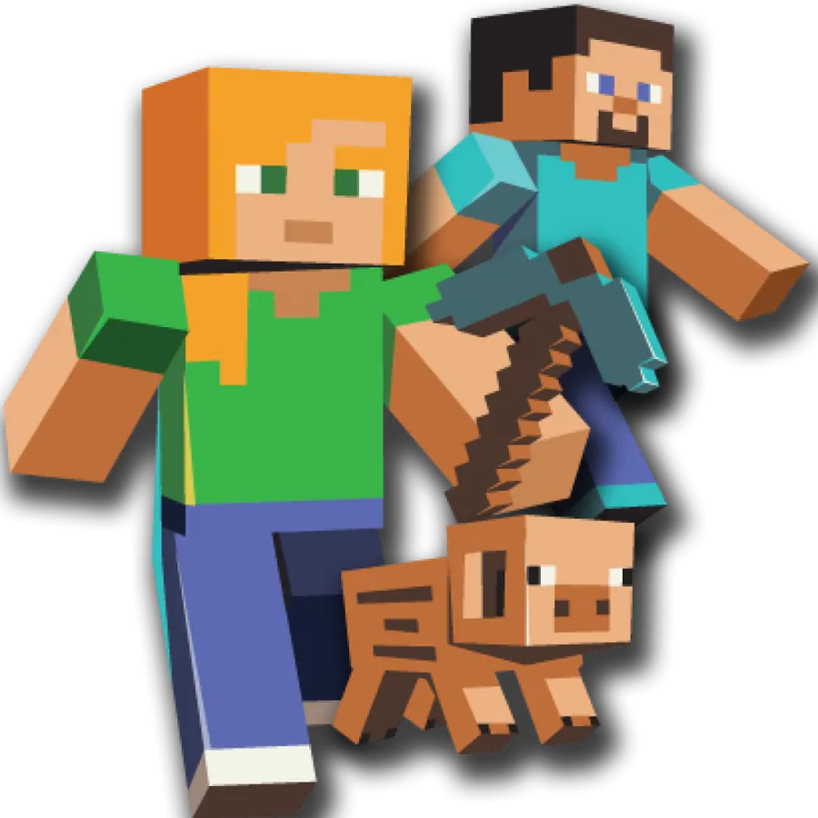 Minecraft Alex, Steve e Porco PNG transparente