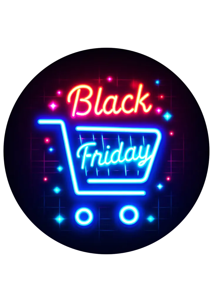 Carrinho de Compras Neon Black Friday PNG transparente
