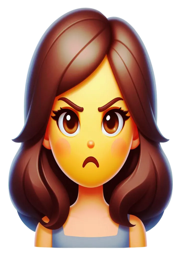 Emoji Mulher Brava Cabelo Ondulado PNG transparente