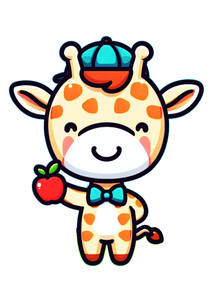 Girafa Fofa Boné Laço PNG transparente