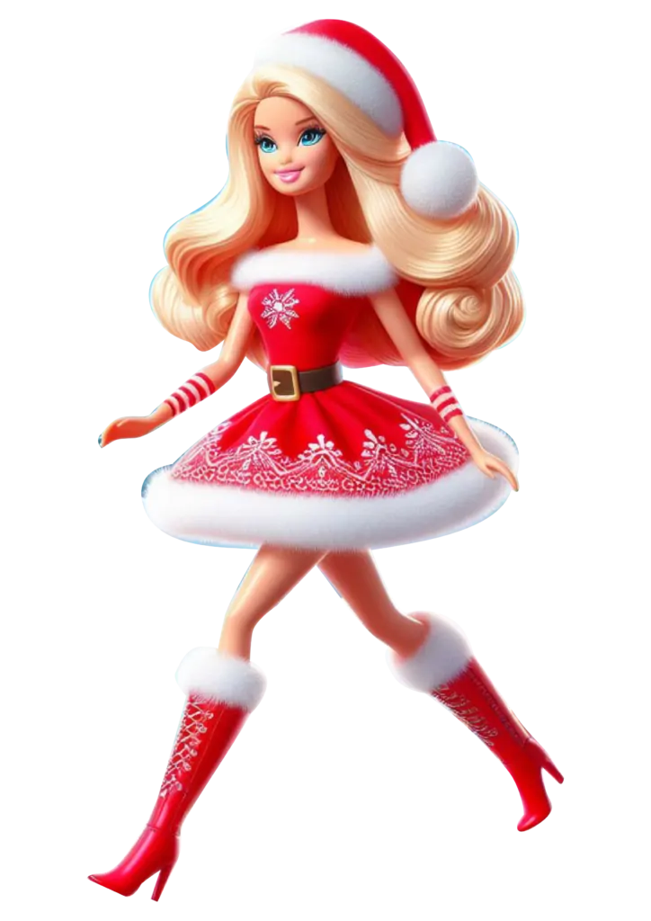 Boneca Barbie em Roupa de Natal PNG transparente