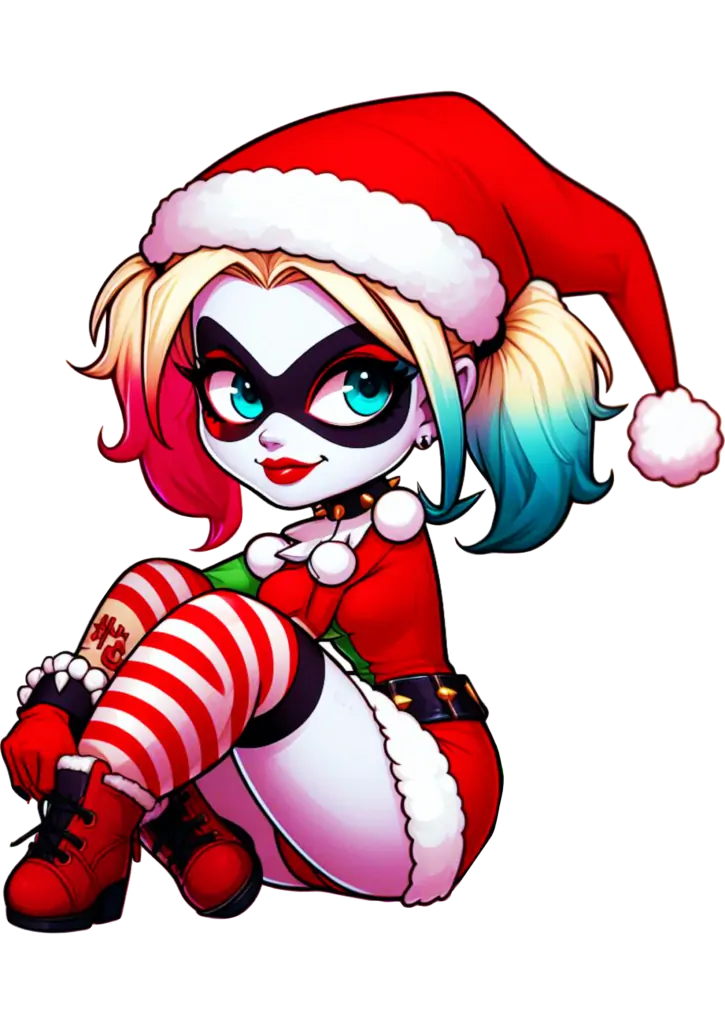 Arlequina Chibi de Natal PNG transparente