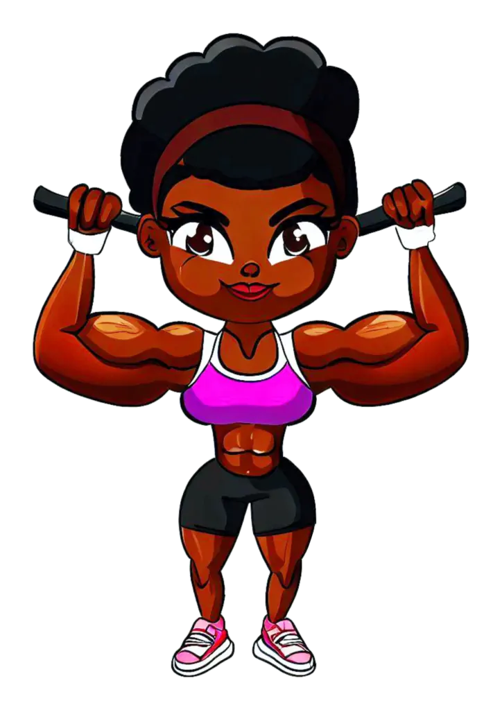 Mulher Musculosa Levantando Barra de Treino PNG transparente
