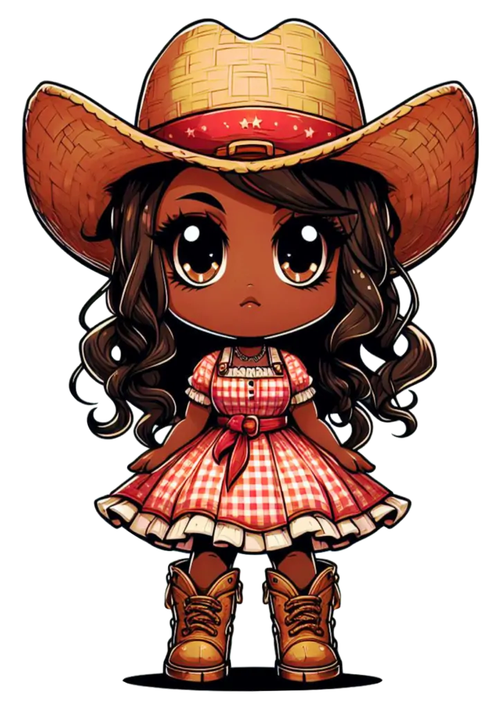 Menina Caipira Fofa com Chapéu de Palha PNG transparente
