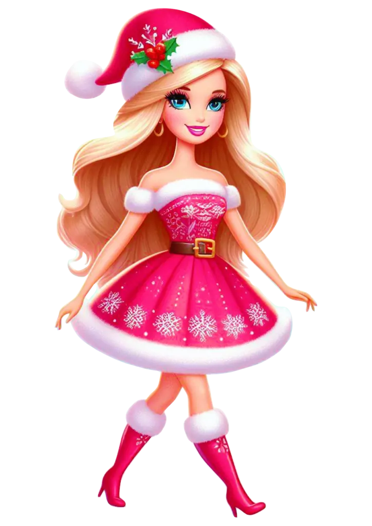 Barbie Vestido Rosa de Natal PNG transparente