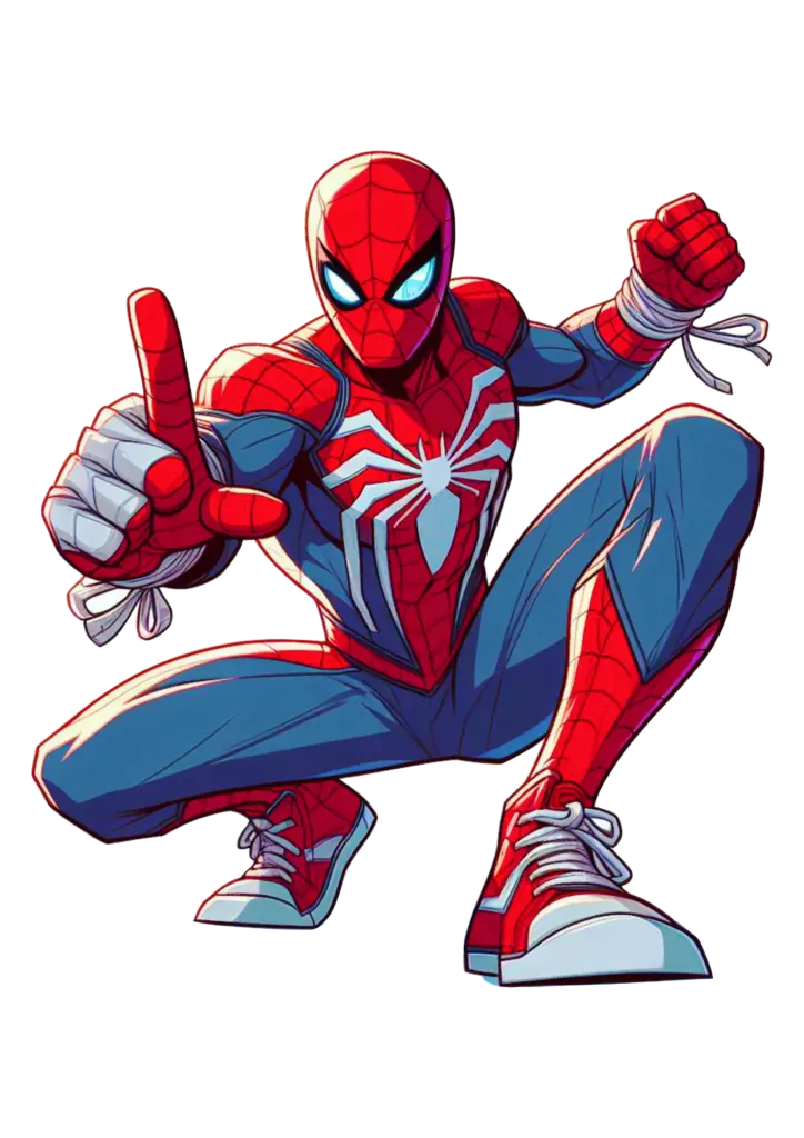 Homem-Aranha Agachado em Pose de Acao PNG transparente