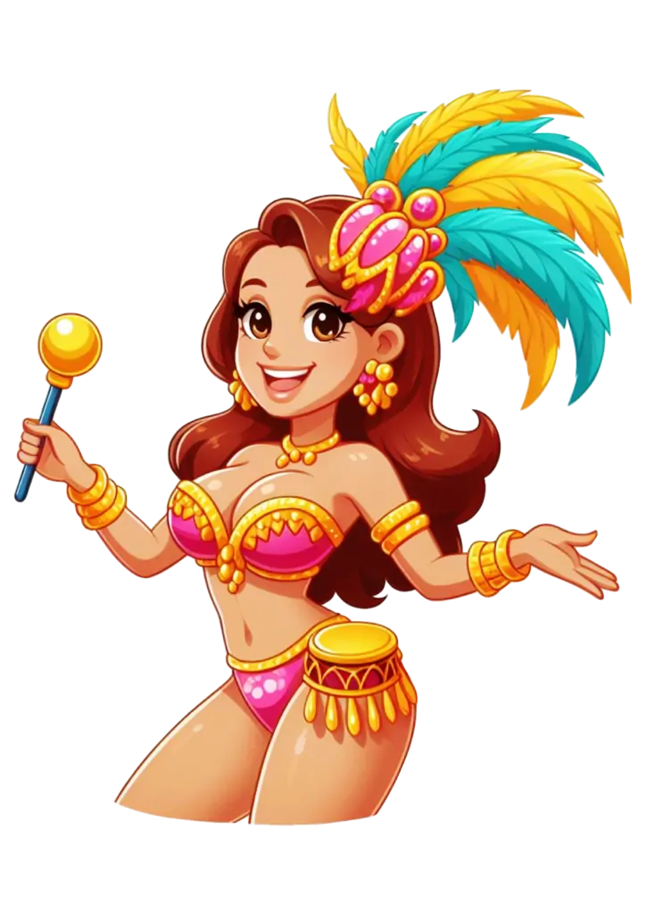 Rainha de Bateria com Fantasia Rosa PNG transparente