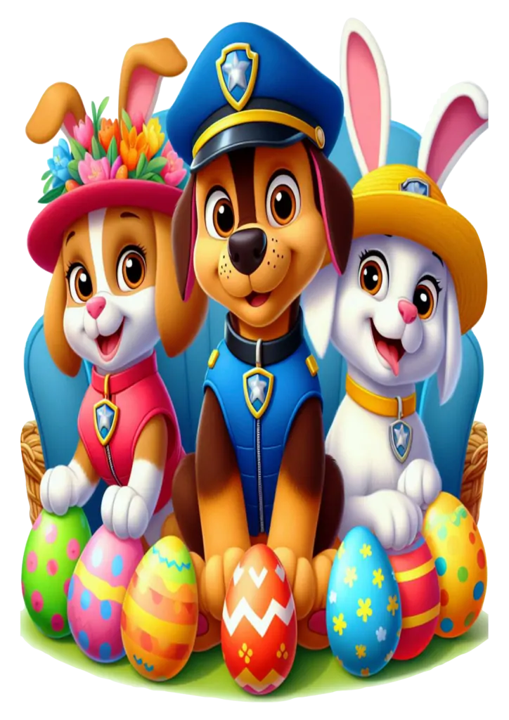 Patrulha Canina com Ovos de Páscoa PNG transparente