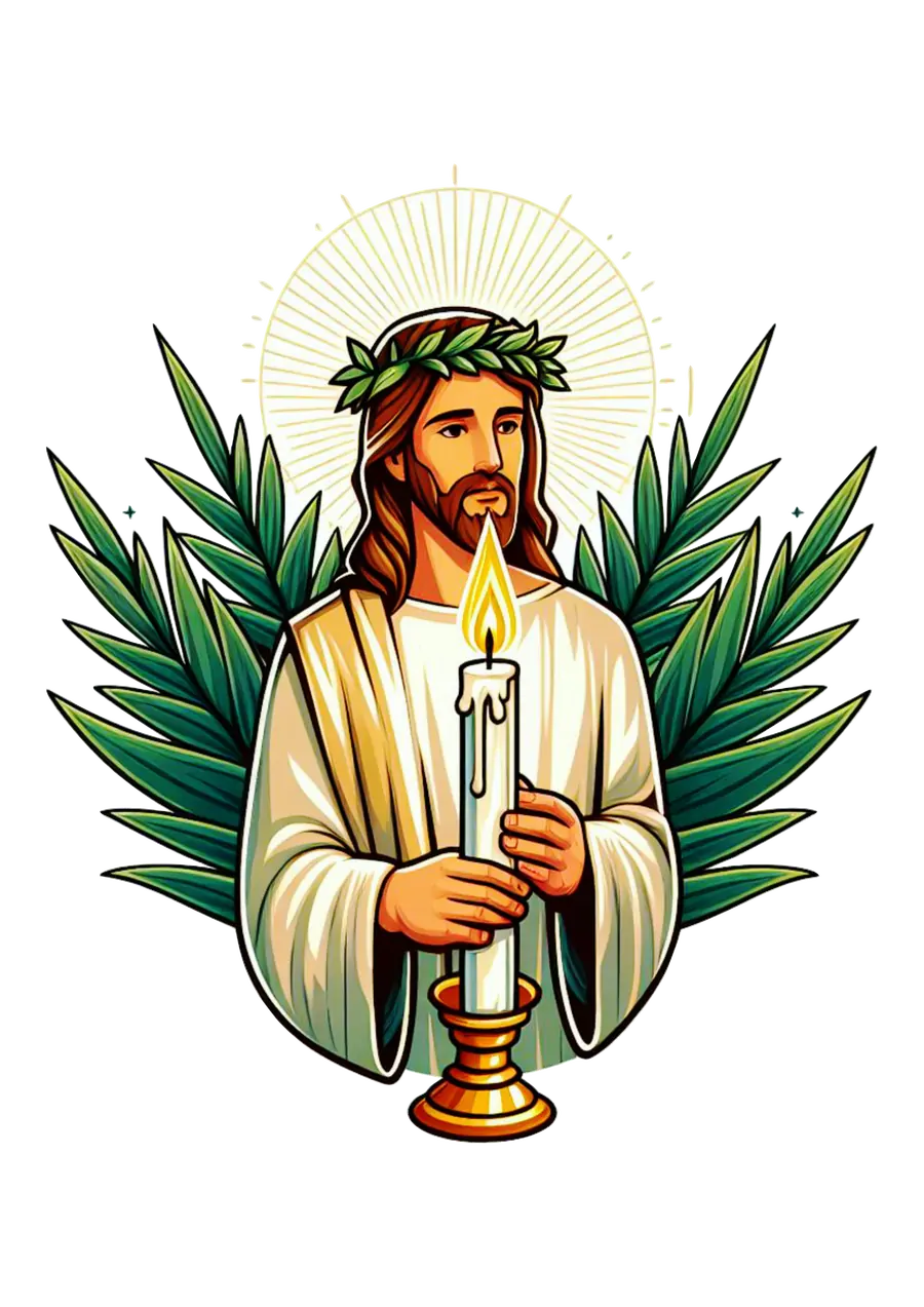 Jesus Cristo Iluminado com Círio Pascal PNG transparente