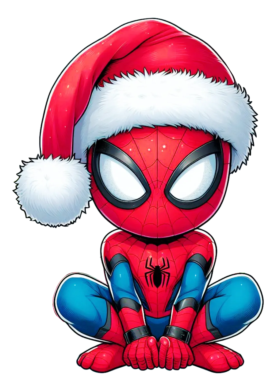 Homem Aranha Chibi Agachado de Natal PNG transparente