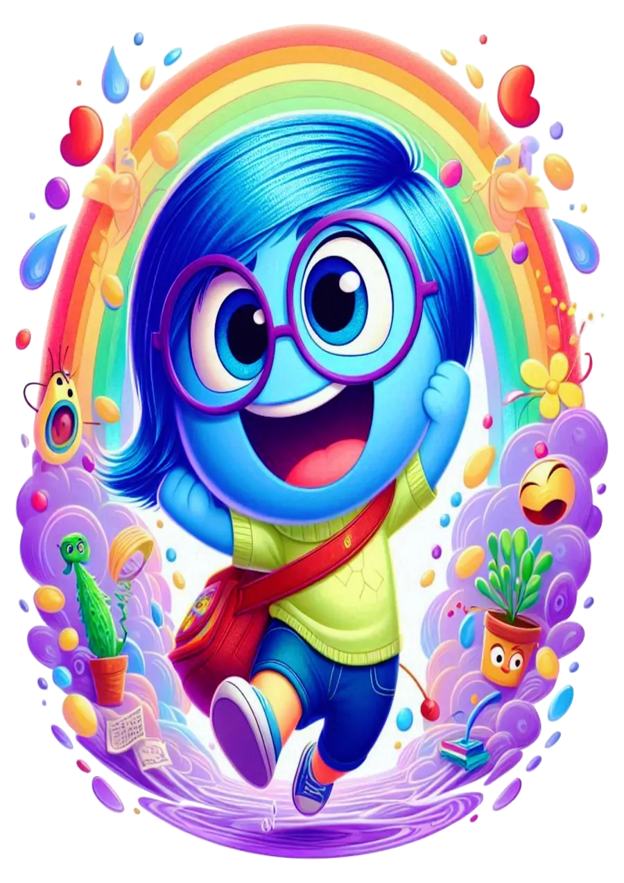 Tristeza Divertida Mente com Arco Íris PNG transparente