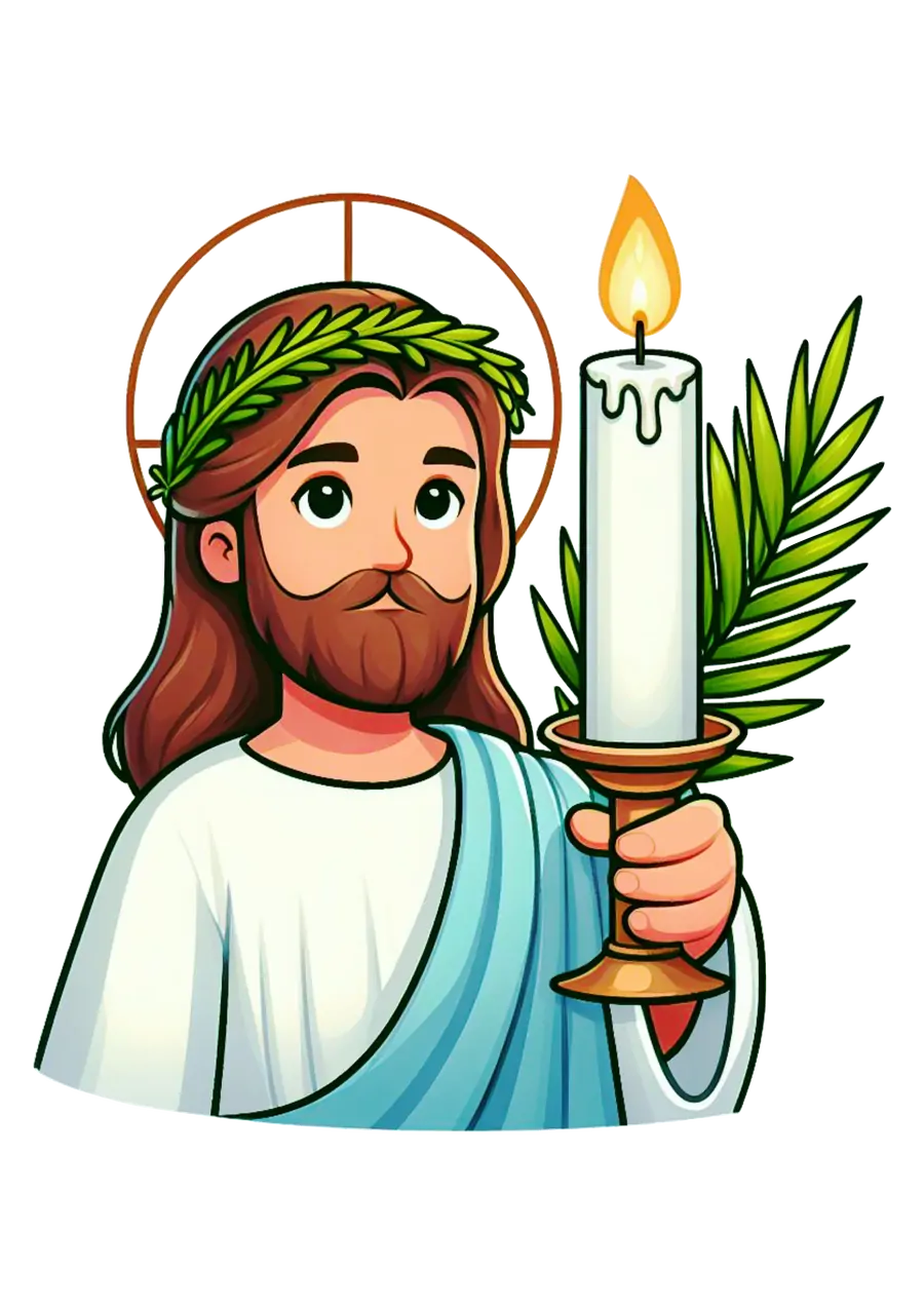 Jesus Cristo com Vela e Ramo PNG transparente