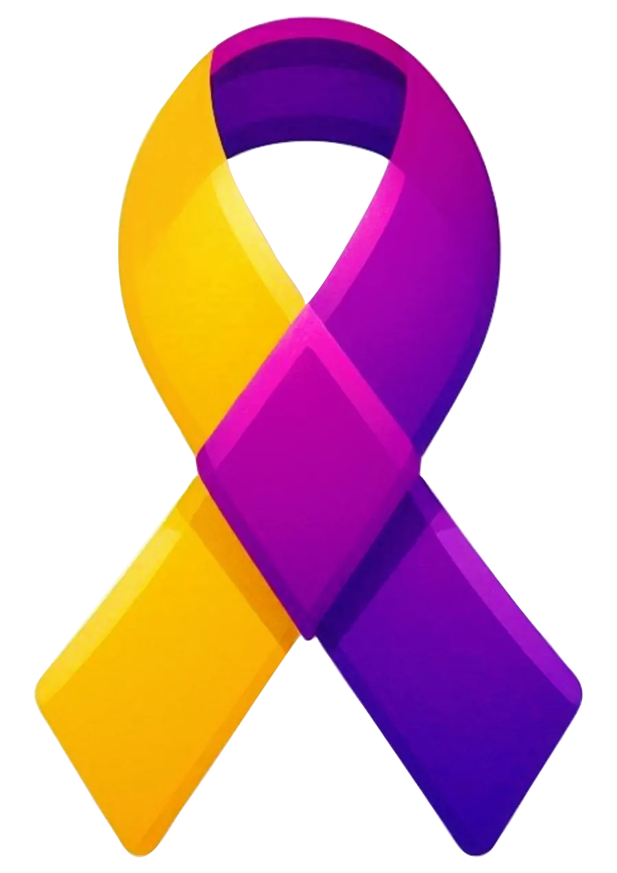 Laço Março Amarelo e Lilás 3D PNG transparente