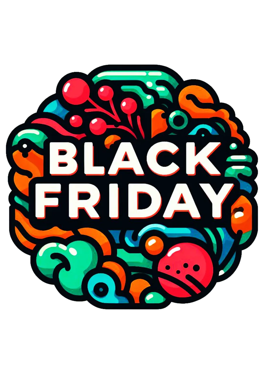 Logo Black Friday Colorido Doodle PNG transparente