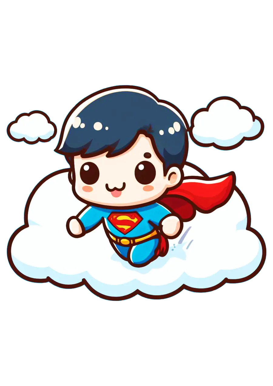 Super Homem Baby entre Nuvens PNG transparente
