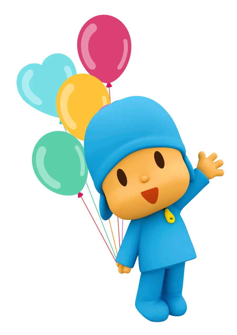 Pocoyo Segurando Baloes Coloridos PNG transparente
