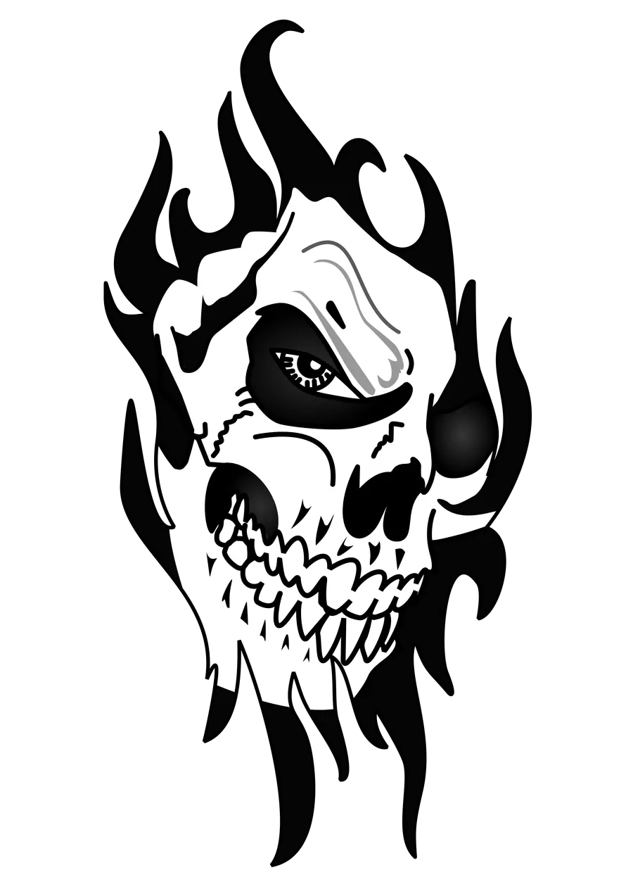 Caveira com Chamas Estilizada PNG transparente