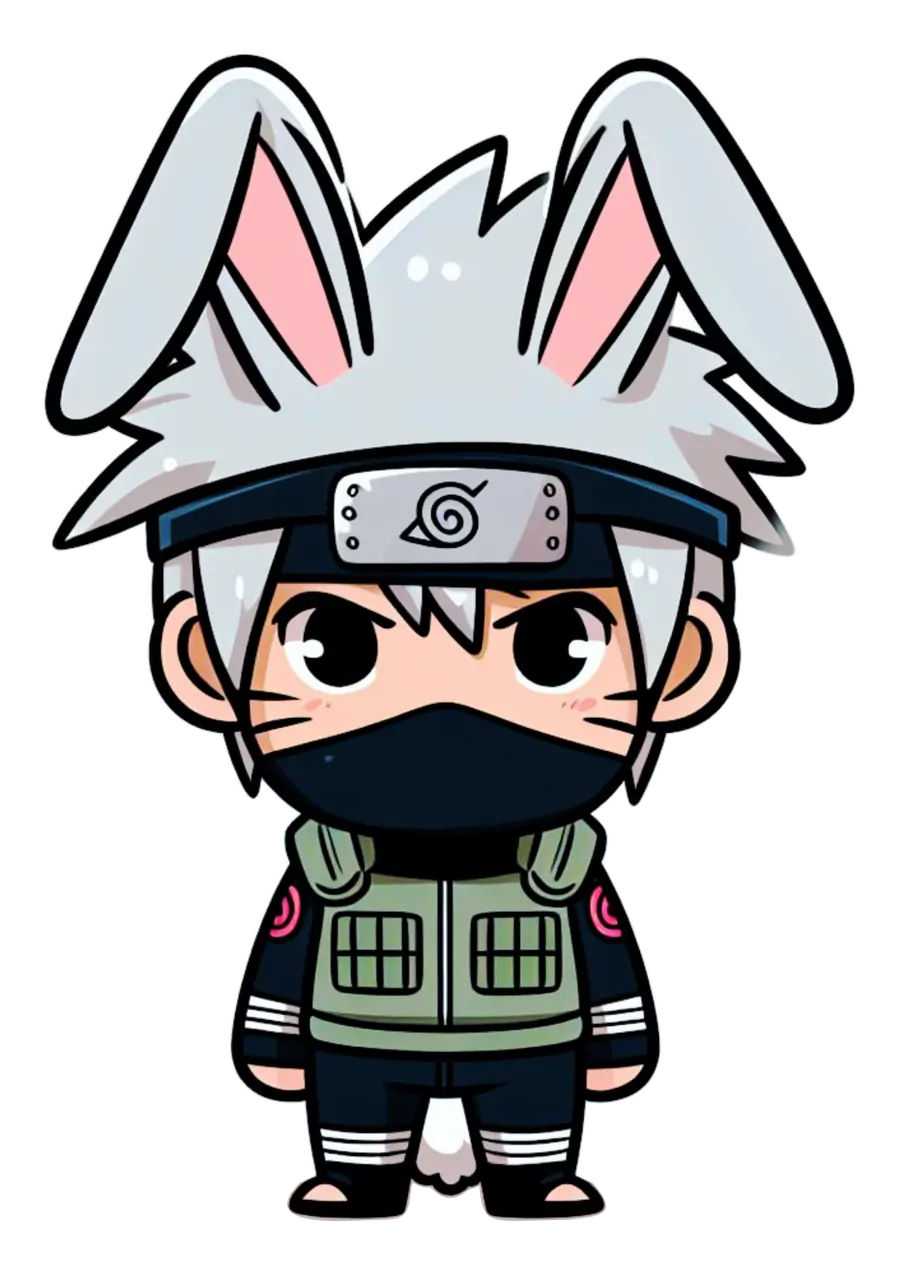 Kakashi Chibi com Orelhas de Coelho PNG transparente