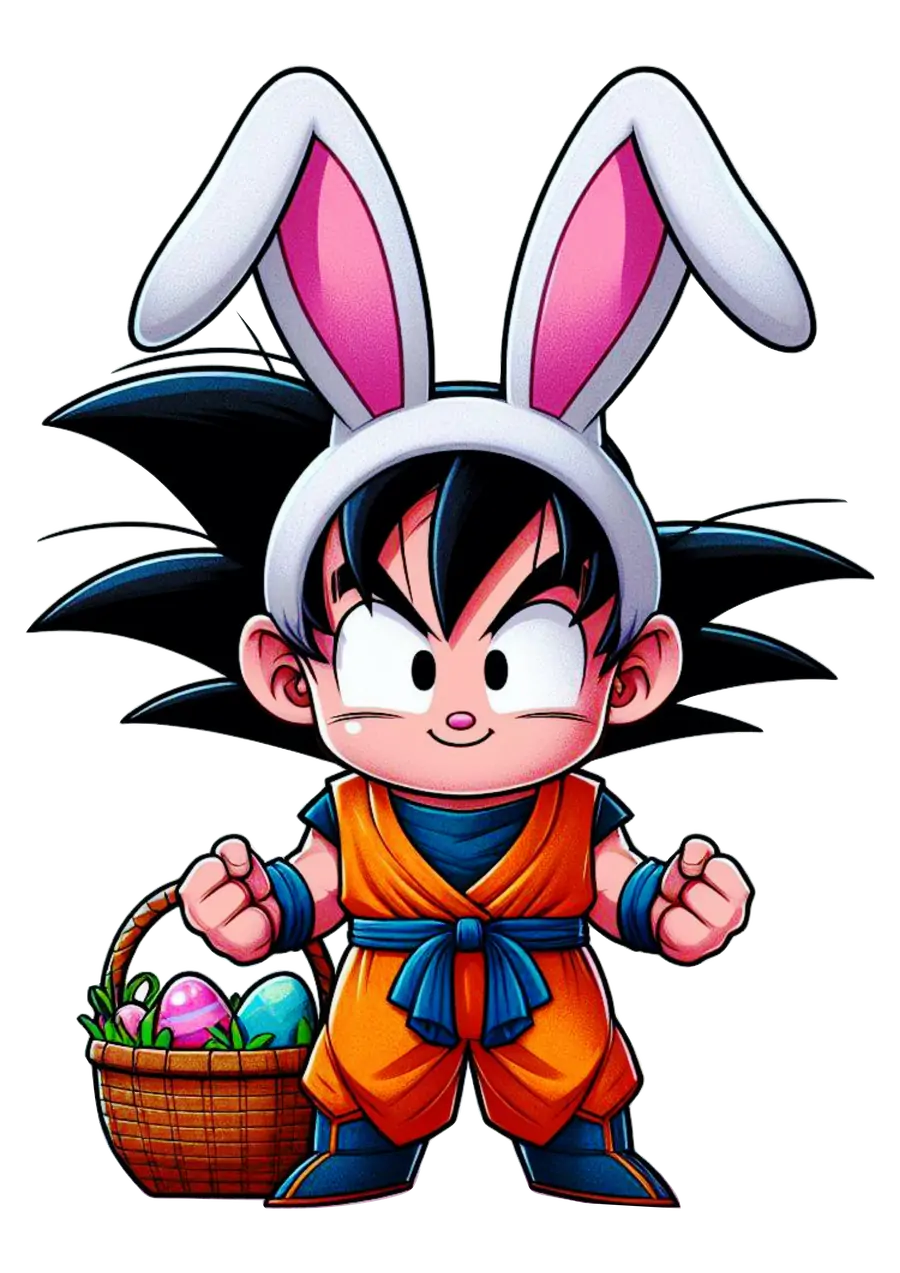 Goku com Cesta de Ovos PNG transparente
