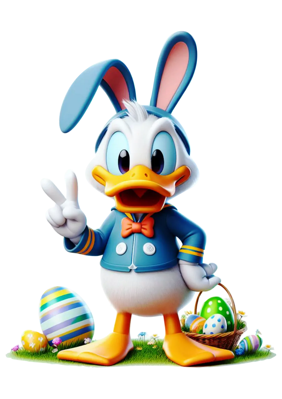 Pato Donald Coelhinho da Páscoa com Cesta PNG transparente