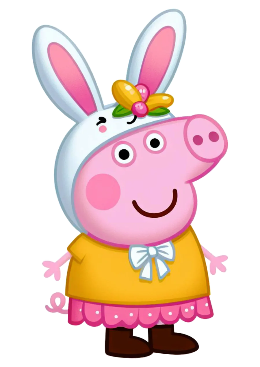 Peppa Pig com Orelhas de Coelho PNG transparente