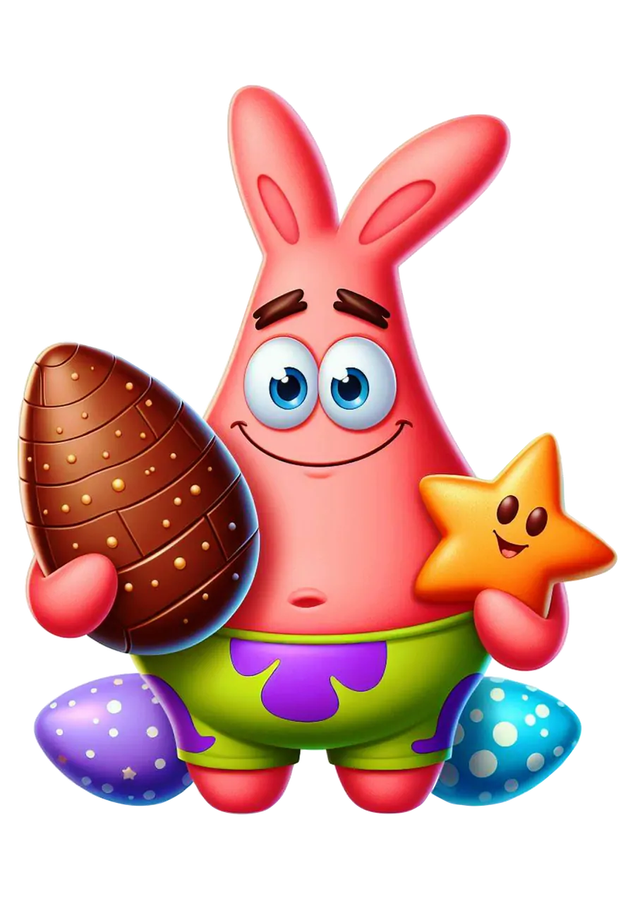 Patrick Estrela Baby Sentado com Ovo de Páscoa PNG transparente