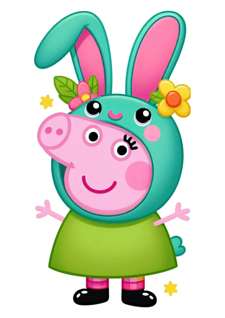 Peppa Pig Vestido Verde de Coelhinha PNG transparente