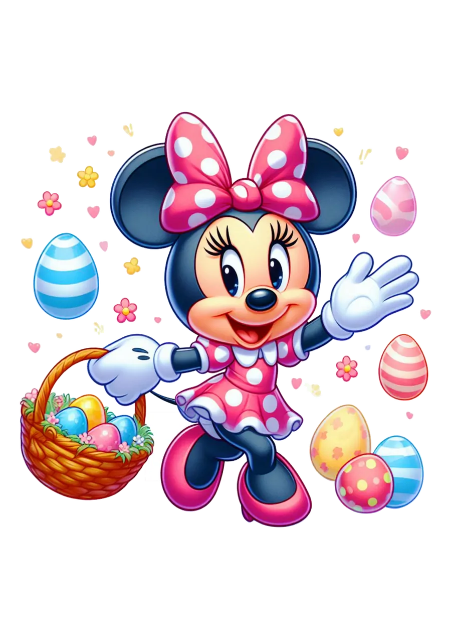 Minnie Mouse Acenando com Ovos PNG transparente