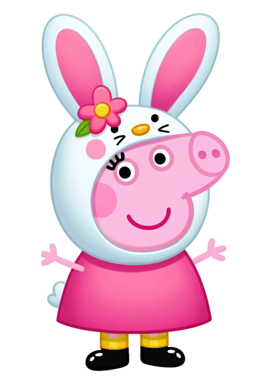 Peppa Pig com Orelhas de Coelhinho PNG transparente