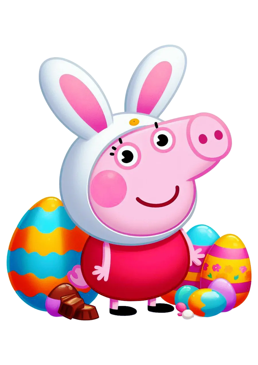 Peppa Pig Coelhinha da Páscoa com Ovos PNG transparente