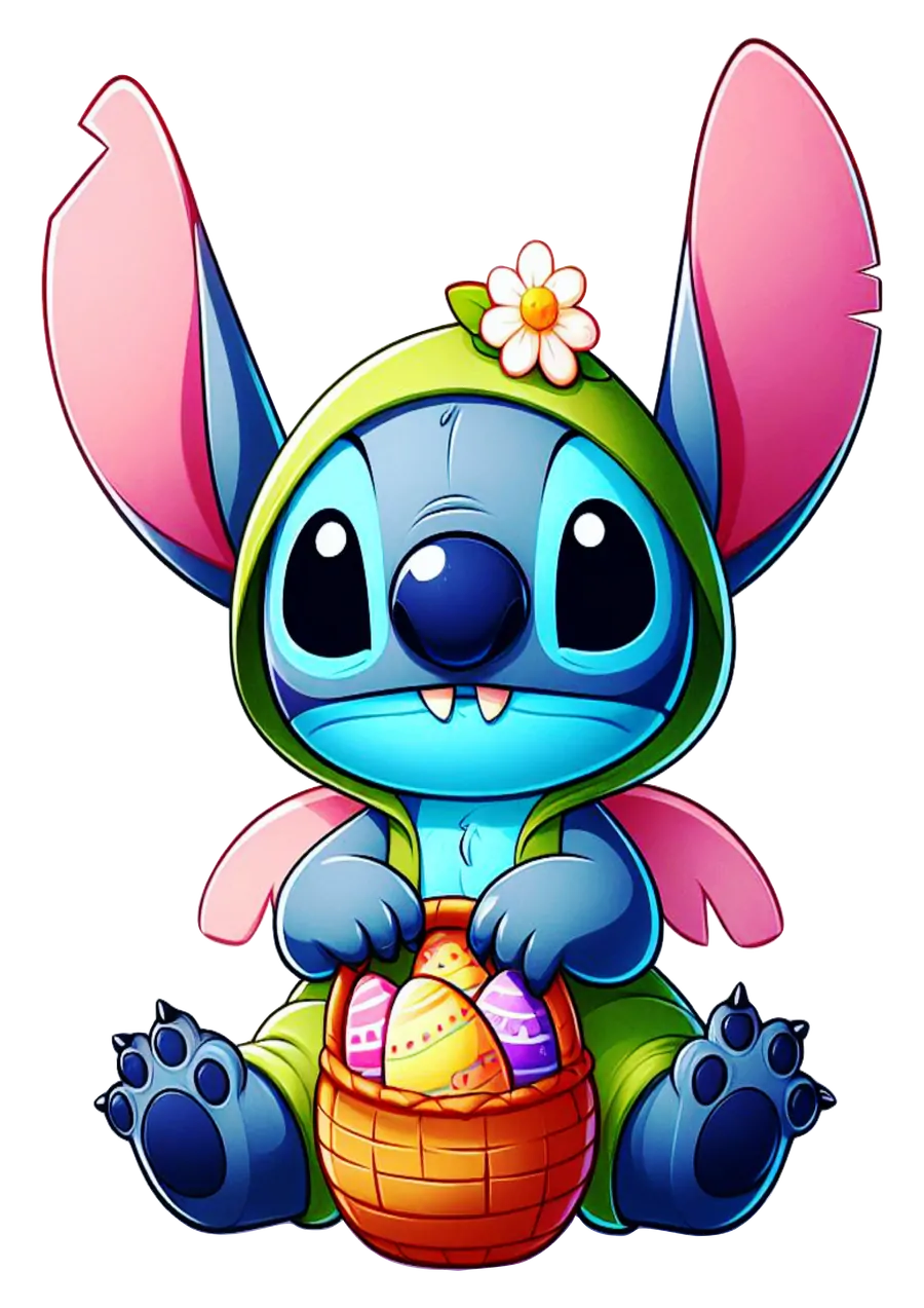 Stitch com Capuz Verde de Páscoa PNG transparente