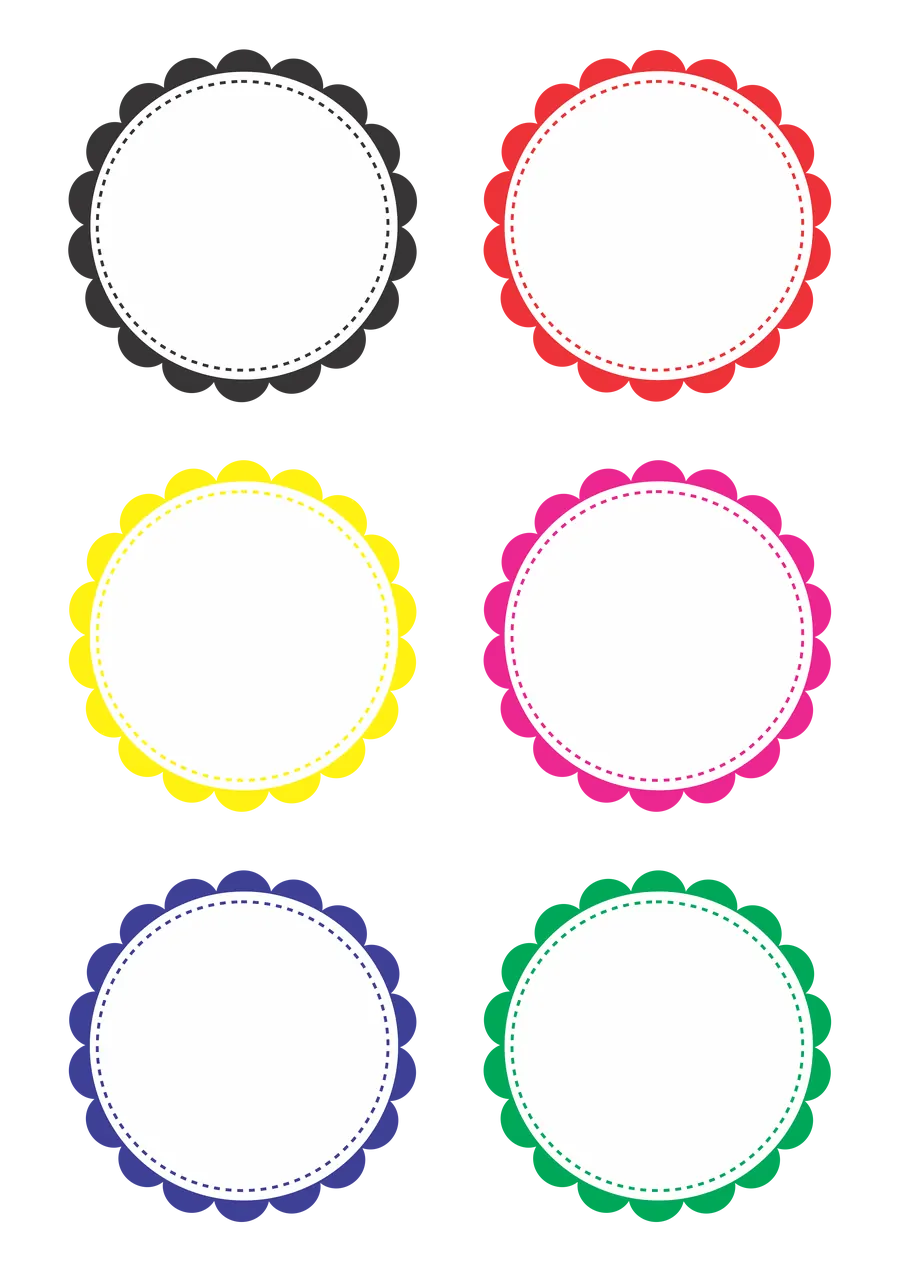 Selos Redondos Coloridos com Borda Ondulada PNG transparente