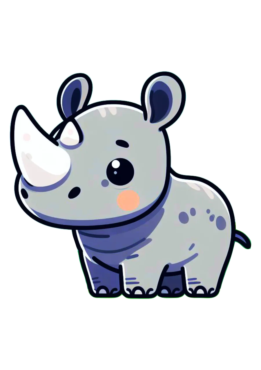 Rinoceronte Cinza Estilo Cartoon PNG transparente