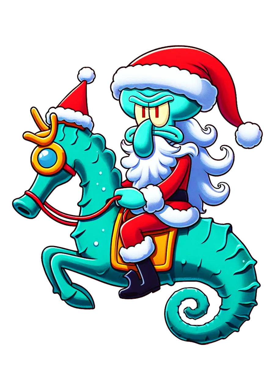 Lula Molusco Bravo Papai Noel Montado PNG transparente