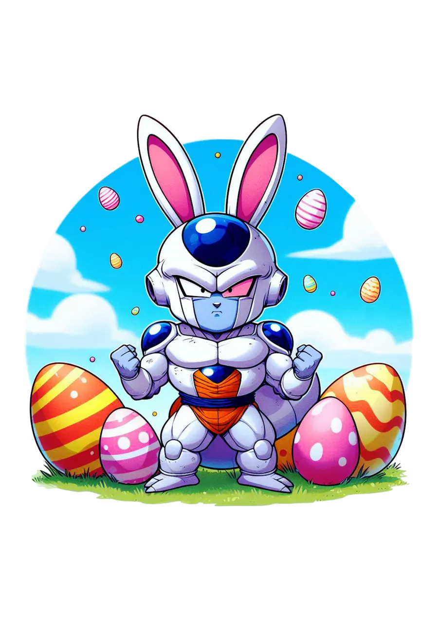 Freeza com Orelhas de Coelho e Ovos de Páscoa PNG transparente