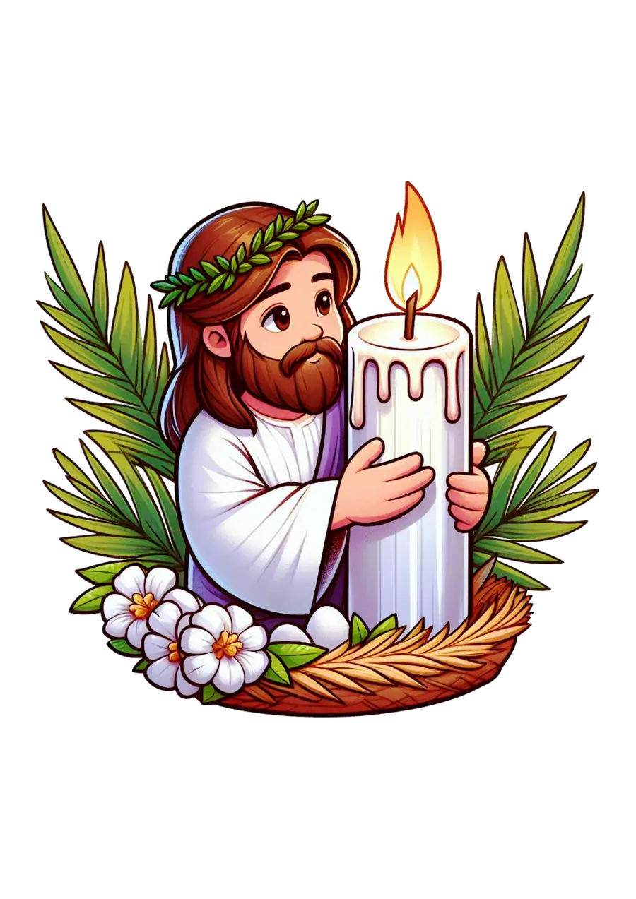 Jesus Segurando Vela Pascoal PNG transparente