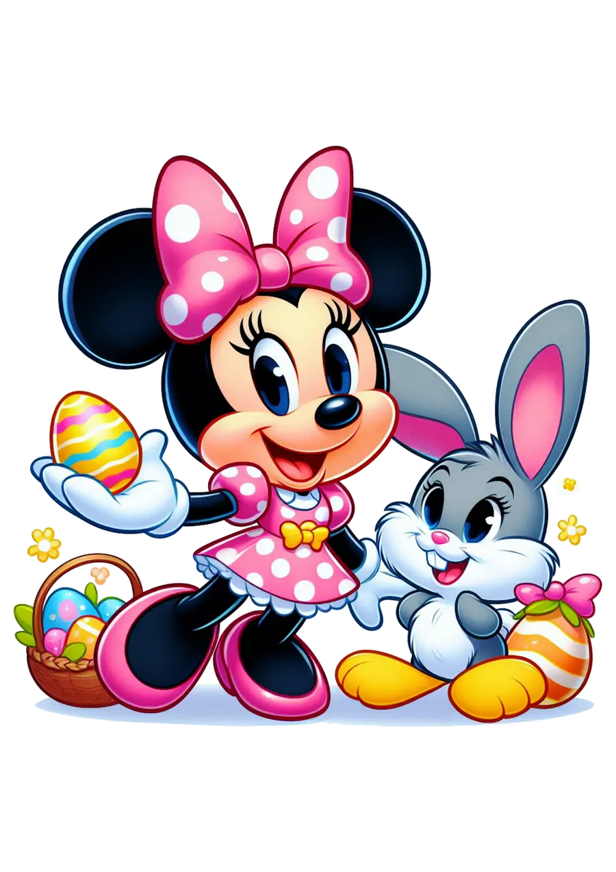Minnie Mouse com Coelho de Páscoa PNG transparente