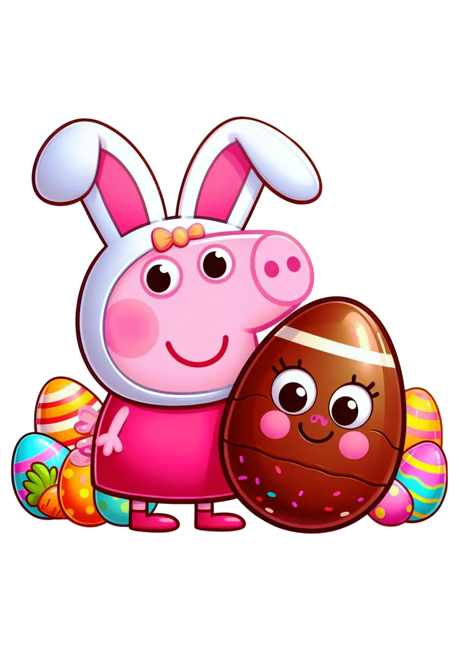 Peppa Pig com Ovo de Páscoa PNG transparente
