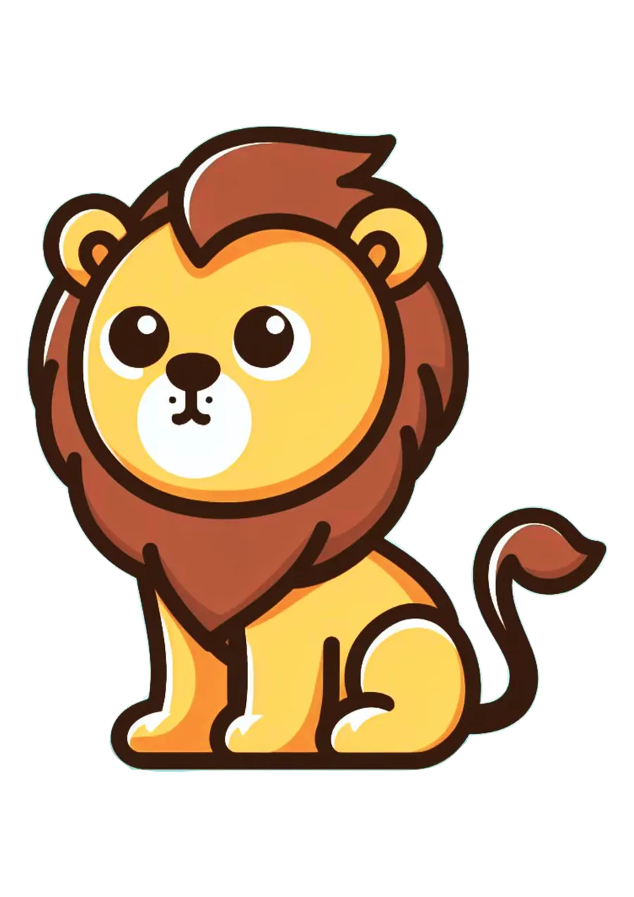 Leãozinho Infantil Safari Sentado PNG transparente