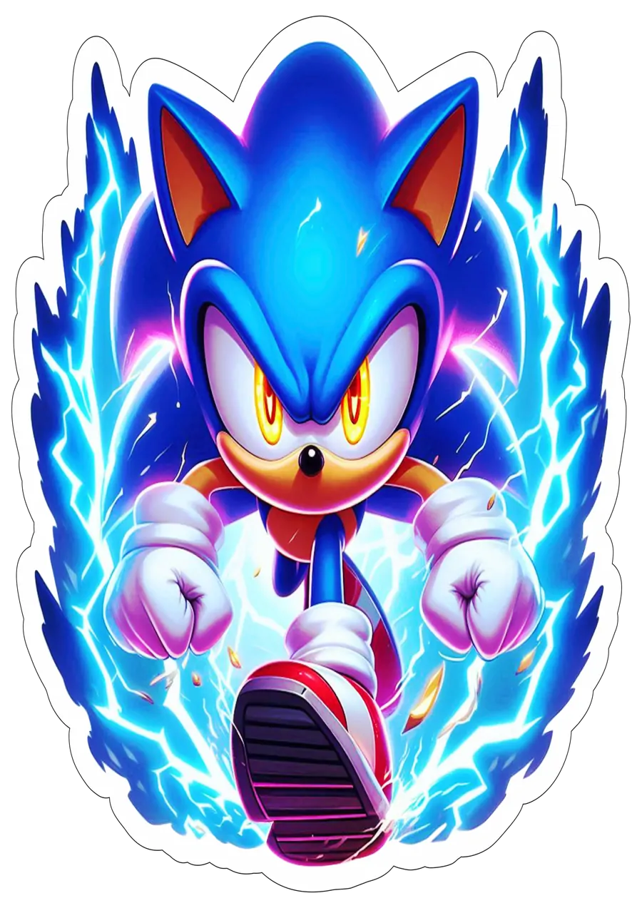 Sonic em Velocidade com Aura PNG transparente