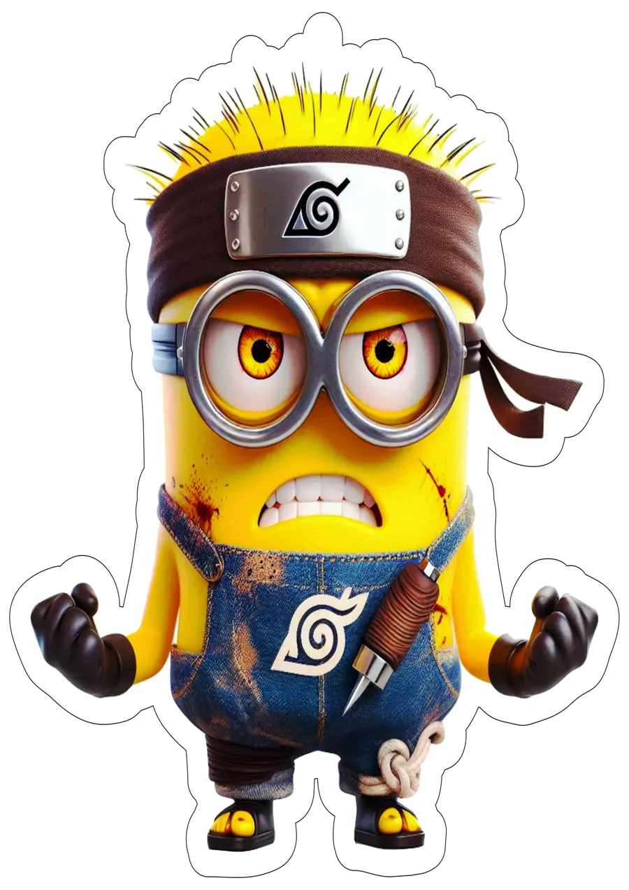 Minion Naruto com Kunai de Batalha PNG transparente
