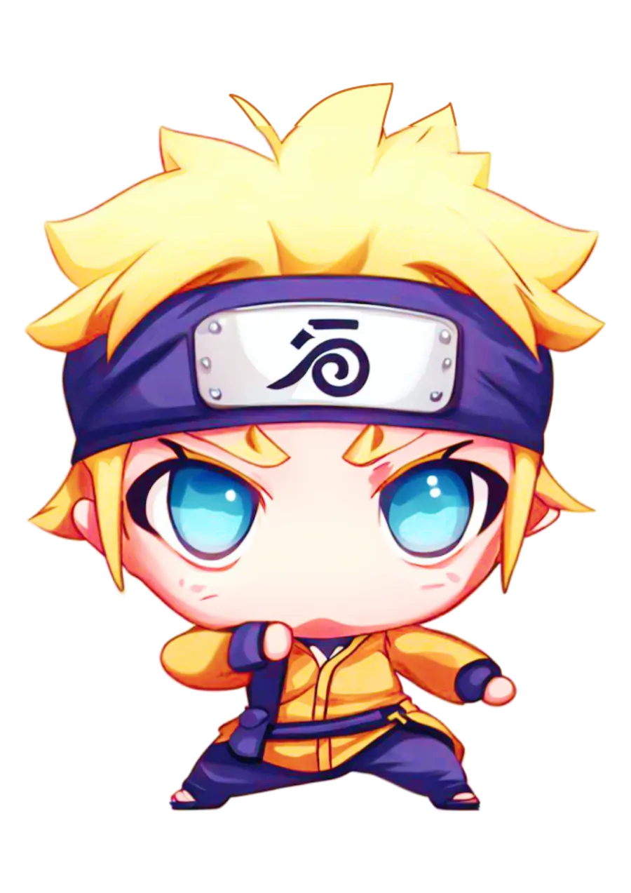 Naruto Chibi em Pose de Luta PNG transparente