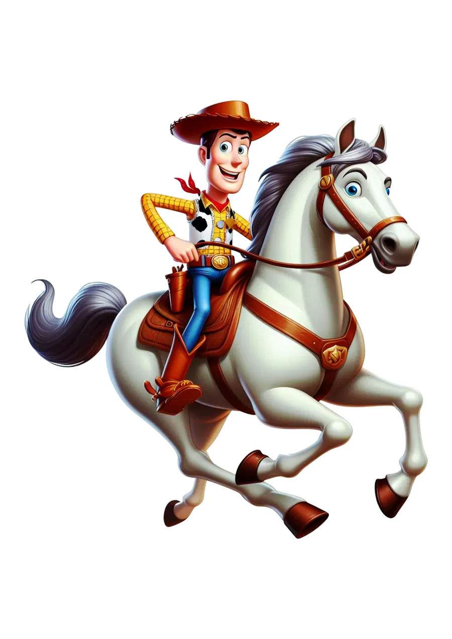 Xerife Woody Montado em Cavalo Branco PNG transparente