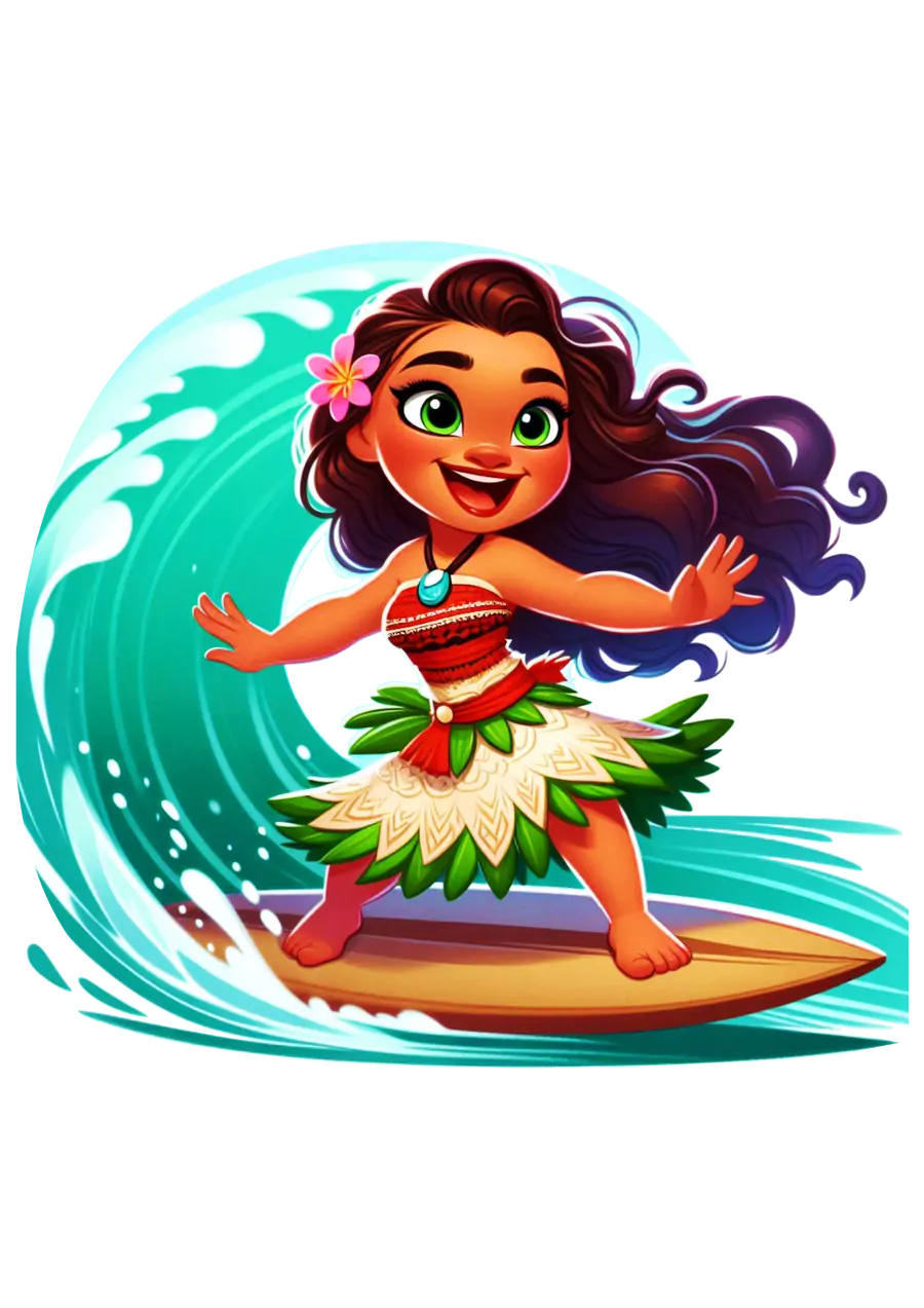 Moana Surfando na Prancha PNG transparente
