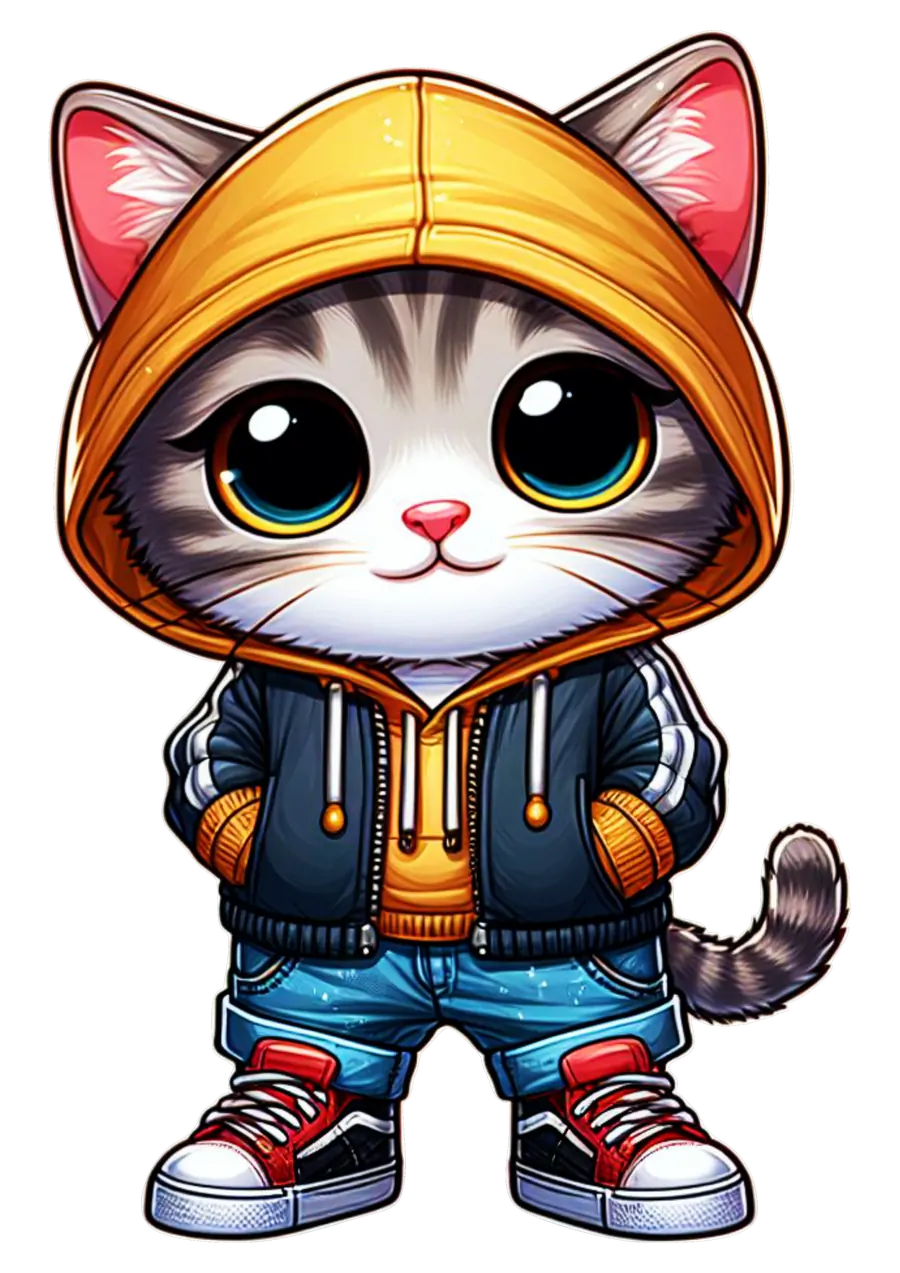 Gatinho Fofo com Roupa de Capuz PNG transparente