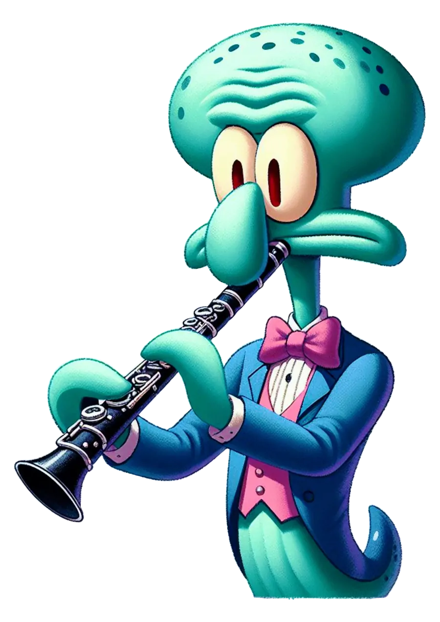 Lula Molusco Tocando Clarinete de Terno PNG transparente